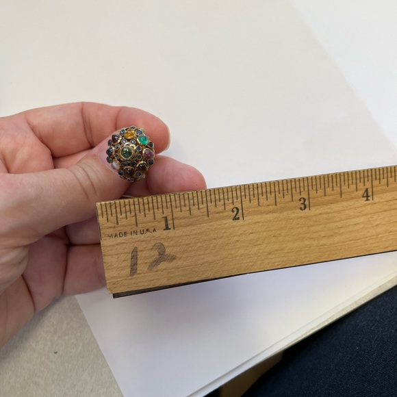 18K yellow gold multi gemstone Thai princess harem antique dome ring size 7. - Picture 11 of 16